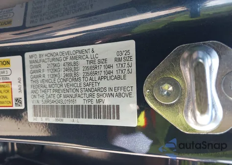 2025 Honda Cr-V Lx Awd from USA, damaged, VIN 5J6RS4H24SL019161